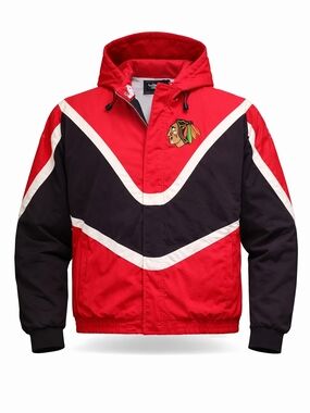 🔥 Vintage Chicago Blackhawks Hooded Jacket – 90s NHL Color Block Grail 🔥